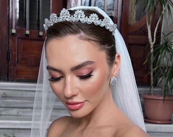 ANASTASIA - Simulated Diamonds bridal Tiara, wedding crown, quince tiara, royal diadem, bridal headpiece, wedding hairpiece