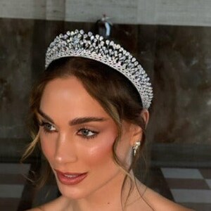 TANIA -  Simulated Diamonds bridal tiara, wedding tiara, bridal crown, quince tiara, tiara for bride, diadem, bridal hairpiece, royal tiara