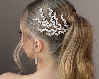 LILY - Swarovski Crystals Bridal Hair Wings / Side Piece