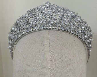 LUCY - Swarovski Crystals and Pearls Tiara -RTS