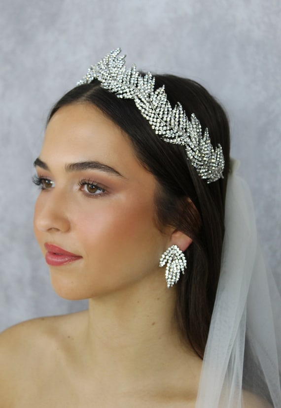 Swarovski handmade bridal tiara Sash CALISTA Swarovski Crystal Bridal Tiara | EDEN LUXE Bridal main image 3