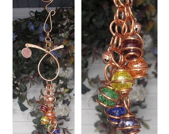 Rainbow wind chimes for outdoors, copper garden decor, personalized suncatcher, garden gifts