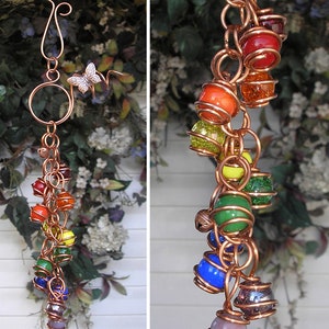 Rainbow Garden Wind Chimes Glass Copper Outdoor Ornament