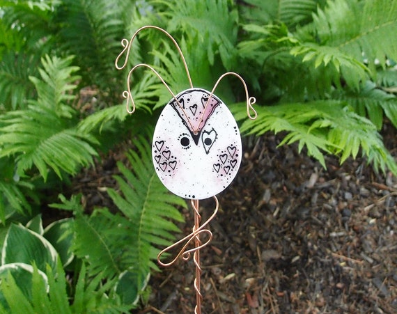 Owl Garden Decor Stake Plant Stakes Fused Glass Art