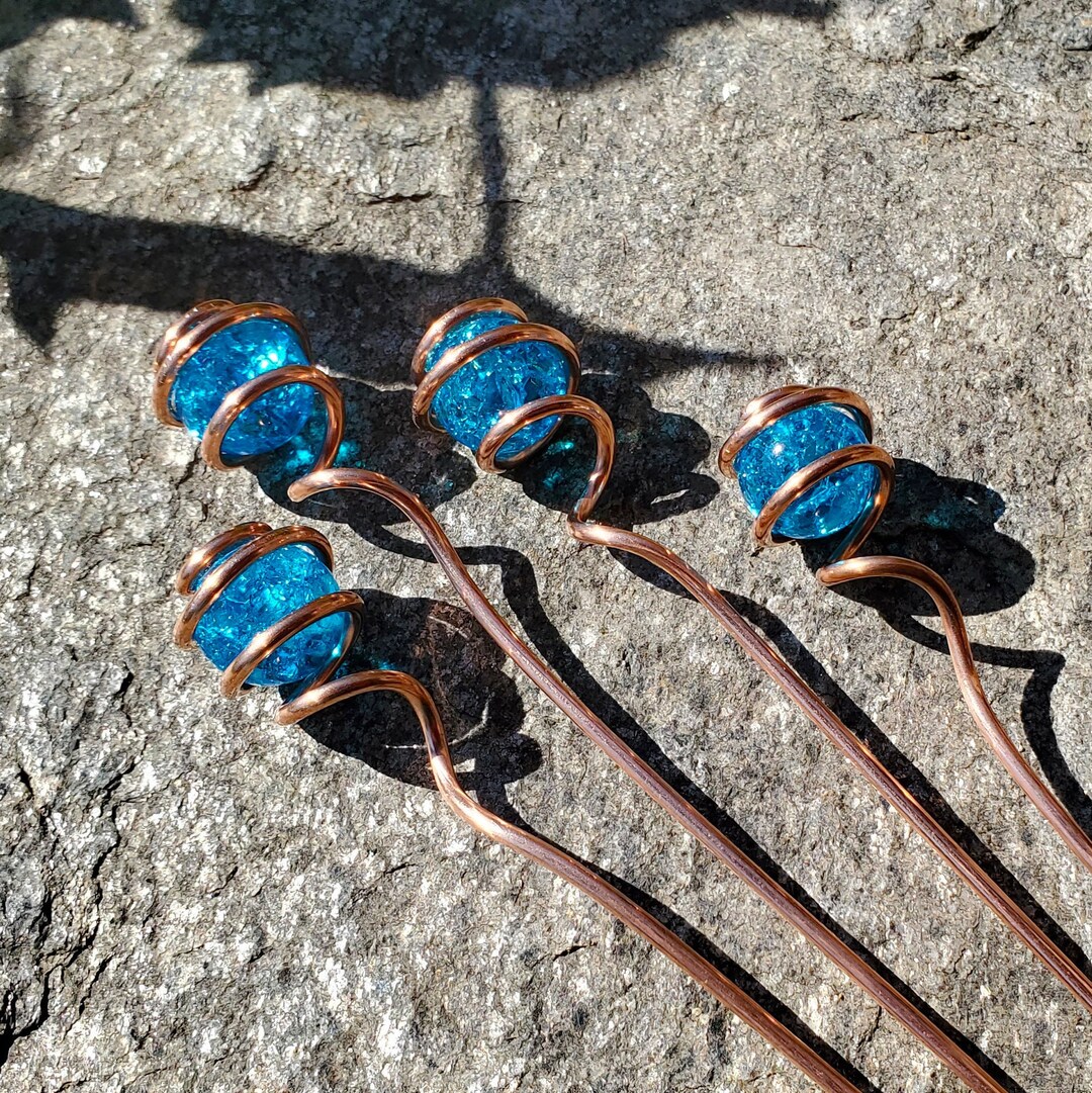 Decorative Copper Plant Stakes Garden Markers, Jeweled Indoor and