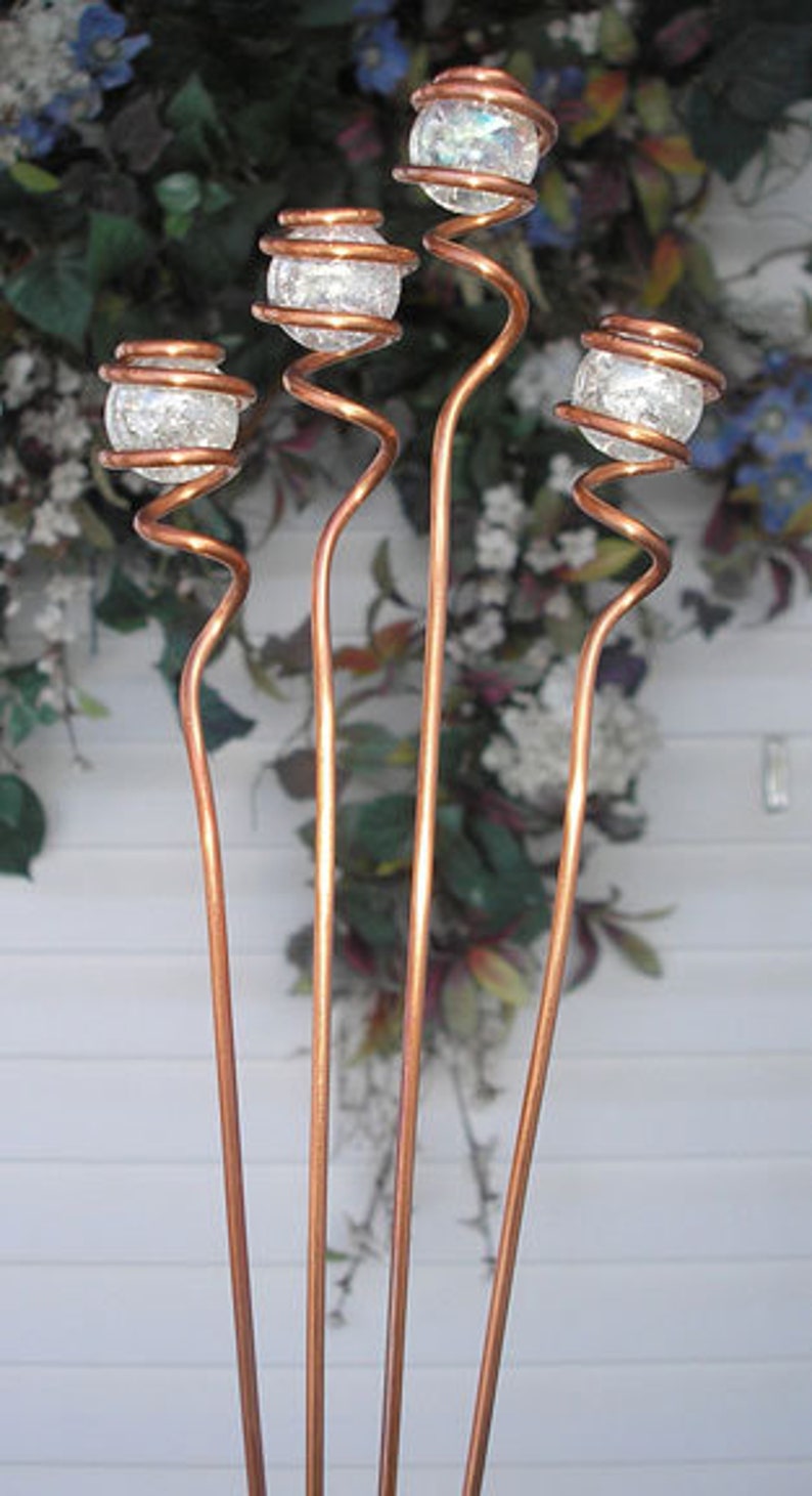 Flower Markers Copper Garden Art Plant Stakes Garden Decor Etsy