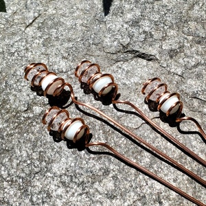 Decorative plant stakes, copper and glass suncatcher garden stakes, indoor outdoor houseplant sticks, garden gift idea