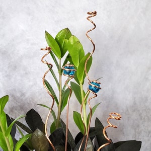Copper plant stakes, glass plant stake, house plant suncatcher stake, plant lover gifts image 1