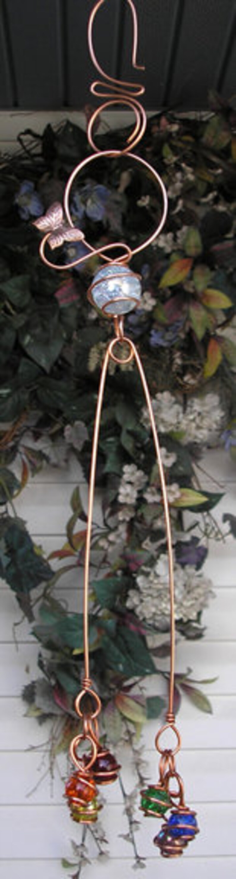 Rainbow Suncatcher Porch Decor Copper Garden Decor Glass Etsy