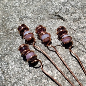 Decorative garden stakes, outdoor glass suncatcher stake, indoor copper plant stick, garden accessories, yard patio art, plant gift