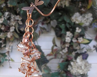Electroculture copper coil stake, dragonfly garden antenna, butterfly glass suncatcher, plant mom gardening gift
