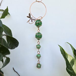 Dragonfly Suncatcher, Glass Garden Art, Copper Outdoor Decor, Jeweled Butterfly Sun Catcher, Whimsical Gifts for Her, Plant Mom, Mothers Day