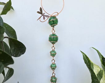 Dragonfly Suncatcher, Glass Garden Art, Copper Outdoor Decor, Jeweled Butterfly Sun Catcher, Whimsical Gifts for Her, Plant Mom, Mothers Day