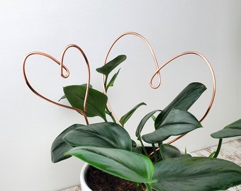 Heart plant stake, solid copper trellis, decorative houseplant acessories, metal garden decor, hoya plant gifts