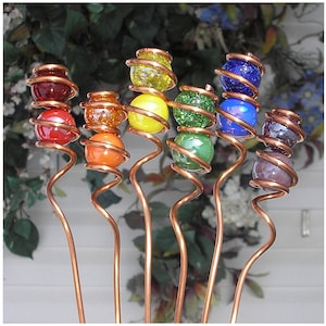 Rainbow plant stakes, jeweled glass garden markers, outdoor porch patio and planter art, plant mom gifts