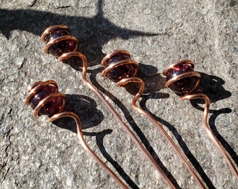 Copper plant stake, copper garden marker, glass plant sticks, outdoor decor, decorative plant stakes, garden gifts