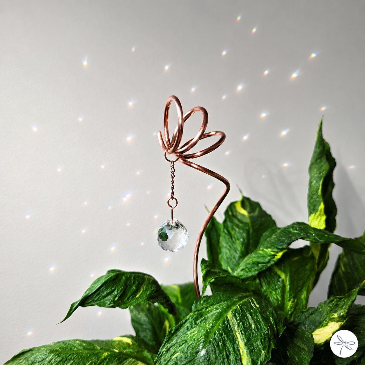 Crystal Plant Stake, Copper Garden Decor, Mothers Day Gift