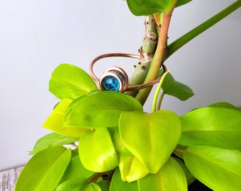 Copper Plant Stake with Glass Orb, Decorative Plant Support