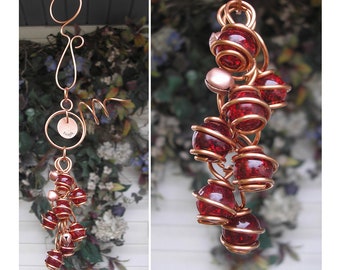 Personalized wind chimes, copper garden decor, glass wind chimes, outdoor or indoor art, gardener gifts