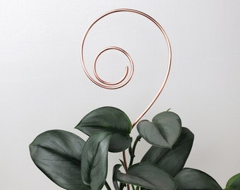 Copper swirl indoor plant stake, houseplant stem and vine support, modern metal trellis, plant gift ideas