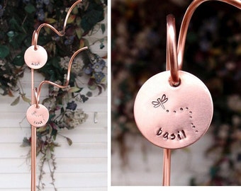 Copper plant and garden markers, custom plant identification stakes, personalized garden stakes