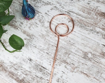 Copper Circle Plant Stake Trellis, Decorative Support Stick, Garden Decor Gifts