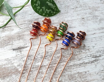 Copper garden stakes, plant suncatcher stakes, garden accessories, decorative indoor plant sticks, copper garden decor, mothers day gifts