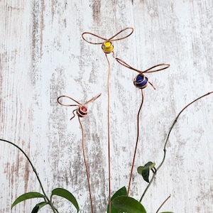 Copper dragonfly plant stakes, decorative copper garden stake, plant stake suncatcher, garden decor, whimsical garden accessories, mom gifts