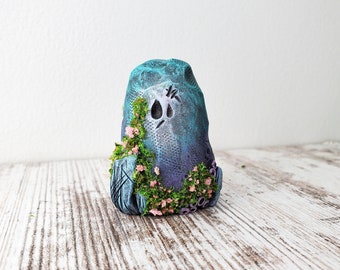 Figurine Monster Rock en pâte polymère, pote de plante d'intérieur en cuivre, sculpture d'objet d'art fantastique, cadeaux cottagecore