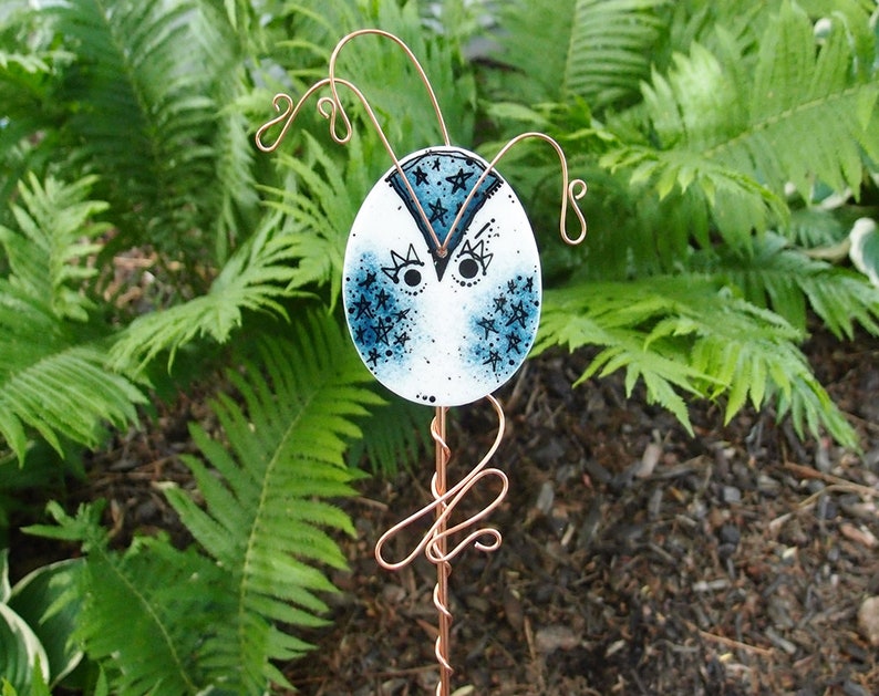 Owl Garden Decor Plant Stakes Fused Glass Art
