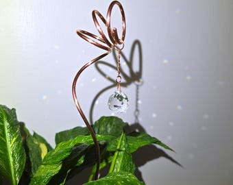 Vortex Plant Stake Crystal Suncatcher Copper Outdoor Ornament
