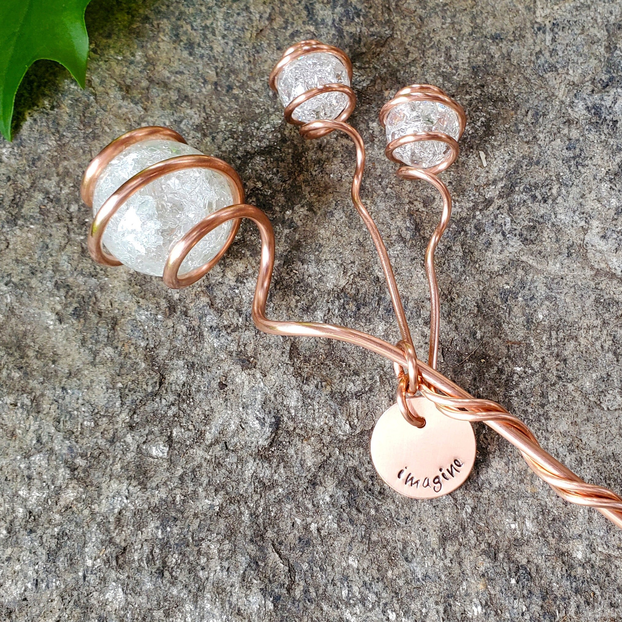 Copper Plant Stake, Jeweled Glass Suncatcher Stakes, Personalized…