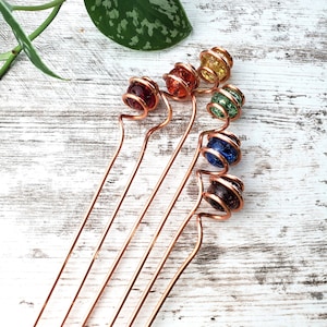Glass suncatcher stakes, rainbow garden accessories, decorative copper plant markers, copper planter decor, plant gifts