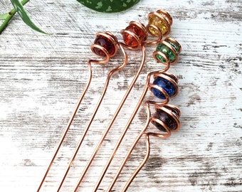 Glass suncatcher stakes, garden accessories, decorative copper plant markers, copper garden decor, mothers day gifts