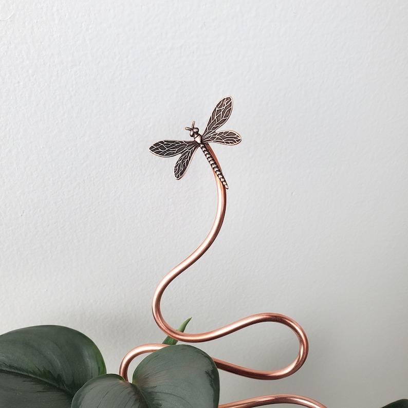 Dragonfly Copper Trellis Plant Stake, Decorative Indoor Houseplant Support, Gardening Gifts image 5