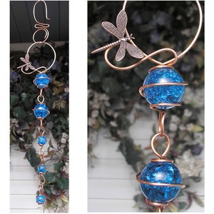 Dragonfly suncatcher, decorative garden art, copper plant decor, butterfly porch ornament, plant gifts