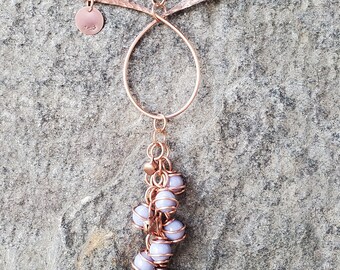 Wind chimes, copper garden decor, glass wind chime, personalized outdoor garden chime, plant mom gift