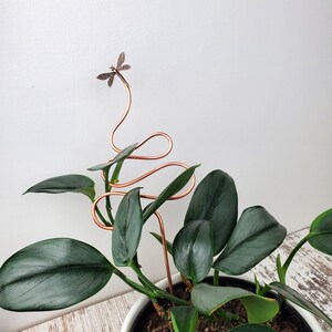 Dragonfly Copper Trellis Plant Stake, Decorative Indoor Houseplant Support, Gardening Gifts image 3