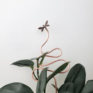 Dragonfly Copper Trellis Plant Stake, Decorative Indoor Houseplant Support, Gardening Gifts image 2