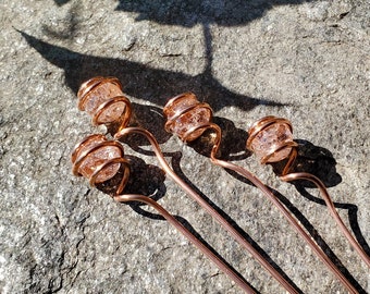 Plant stakes, whimsical copper plant accessories, decorative garden art accents, glass suncatcher stake, gardener gifts