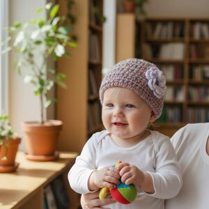 Crochet baby hat - Very simple and quick crochet pattern - PDF in French and English + double flower pattern