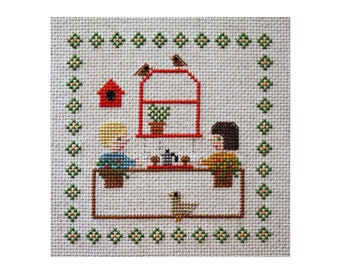 cross stitch pattern PDF Breakfast Outside