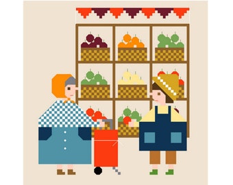 cross stitch pattern PDF Fruit Market
