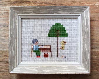 cross stitch pattern PDF Yellow Bird Feeder