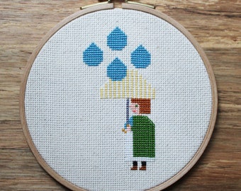 cross stitch pattern PDF Il pleut