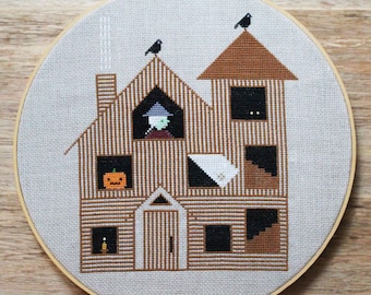 cross stitch pattern PDF Hallowe'en House