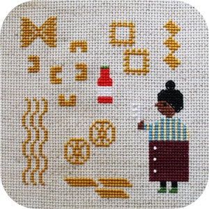 cross stitch pattern PDF Pasta Night