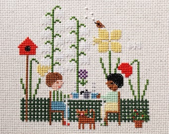 cross stitch pattern PDF Garden Flowers