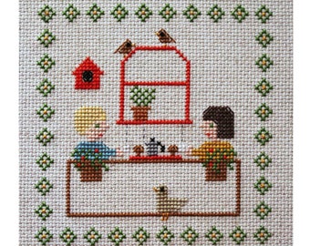 cross stitch pattern PDF Breakfast Outside