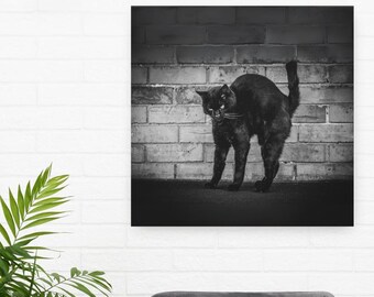 黒猫のキャンバスウォールアート：ヴィンテージゴシックホームデコレーション